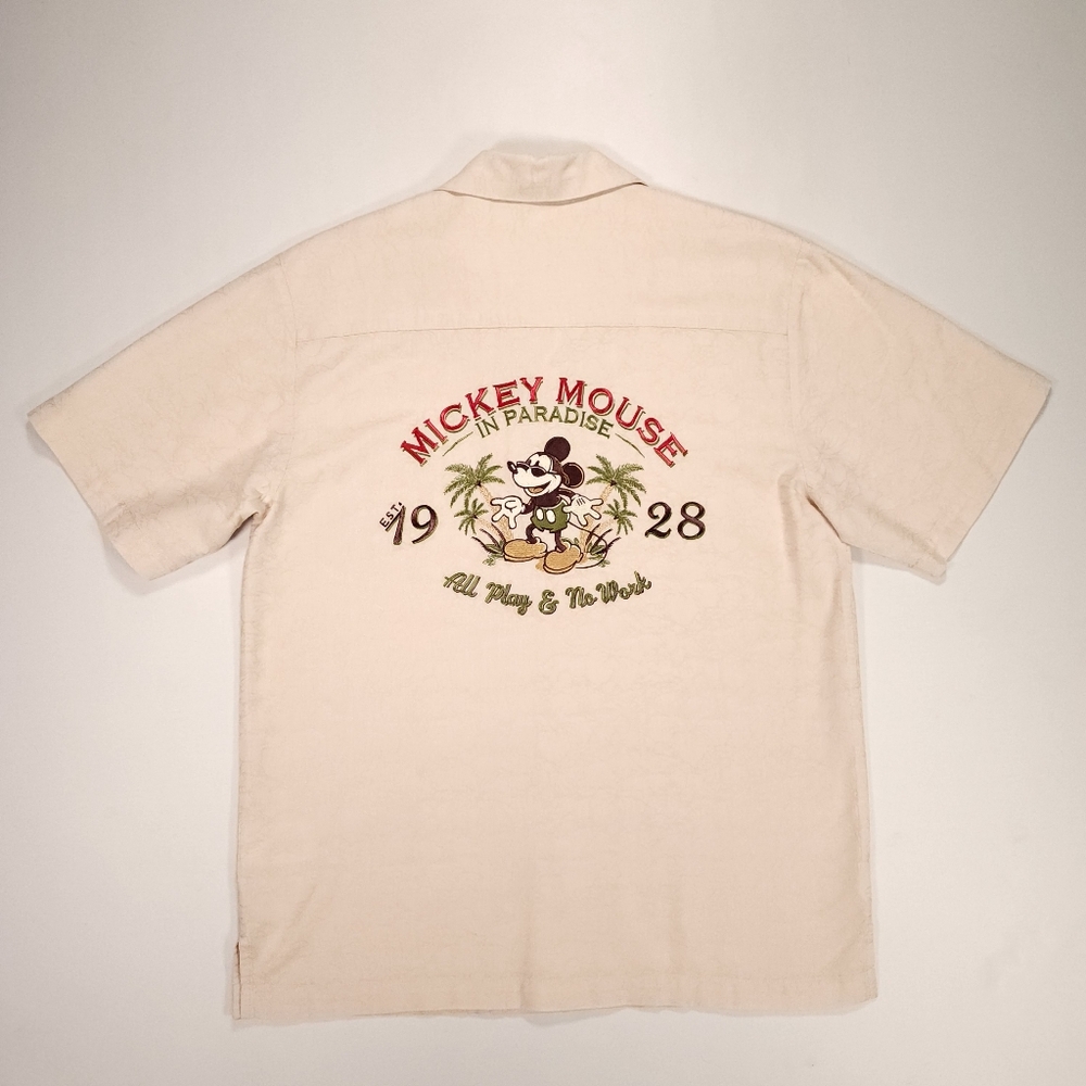 Disney Parks Mickey in Paradise Hawaiian Shirt  Embroidered Men's Size Small GUC